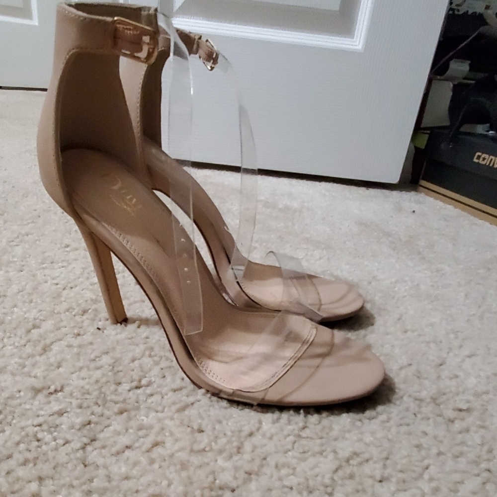Nude and clear heels